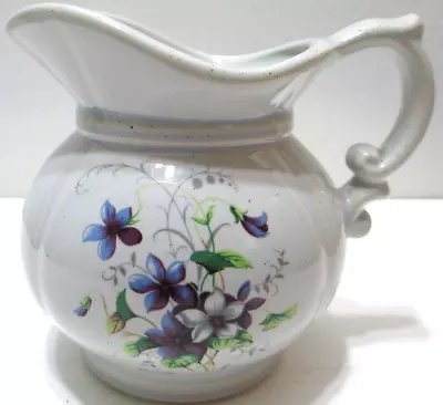 Vintage McCoy Pottery Pitcher # 7528 Purple Violet Flowers 5 1/4  Tall • $23.24