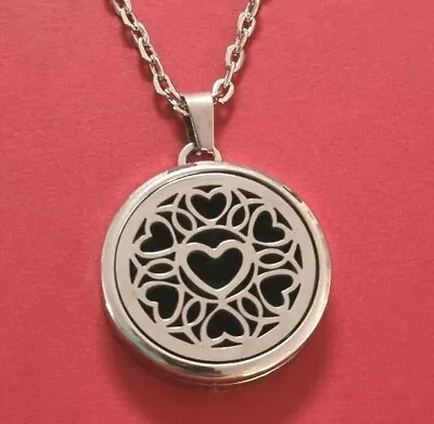 Aromatherapy Necklace Heart And Pads Essential Oil Diffuser 64cm Chain Stainless • $14.95