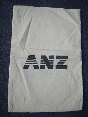 Vintage ANZ (Australia New Zealand Bank) Black Logo Calico Bank Bag • $25