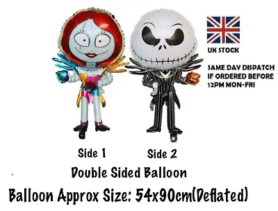 Jack Skellington And Sally Large Balloon Double Sided Kids Party Deco • £2.99