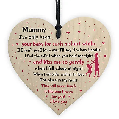 Mummy Gift From Baby New Mummy Gift Wooden Heart Mum Poem Gift From Daughter Son • £3.99