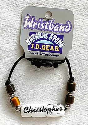 ID Wristband/Bracelet - Natural Stone - Sandblasted Name Christopher  Brand New • £2.99