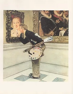 1977 VINTAGE  THE (ART) CRITIC  By NORMAN ROCKWELL MINI POSTER COLOR Lithograph • $3.20