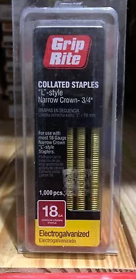 Grip Rite 3/4” Collated Staples “L” Style Narrow Crown Style 18 GA Staple • $19.95