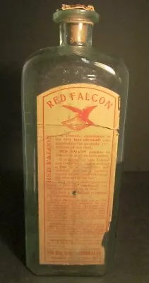 Vintage Funeral Embalming Fluid Bottle 60 OZ Red Falcon Max Huncke Undertaker • $150