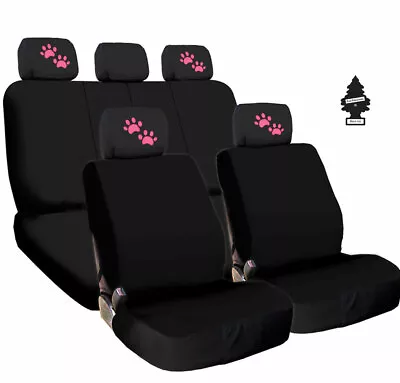 For VW Pink Paws Fabric Car Truck SUV Seat Covers Headrest Full Set  • $37.69