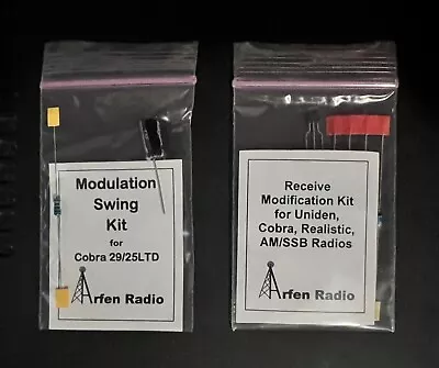 Cobra 25/29 & Uniden Pc66/68 Modulation Swing Mod Kit & Receive Mod Kit Combo • $14.99