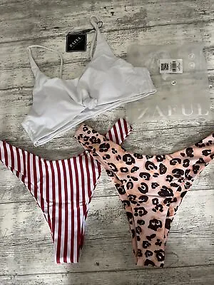 $14.65 • Buy New Zaful Ladies 3 Piece Leopard Stripe Mix Match Bikini Set Size Large