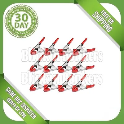 12 Mini Clips Red Small Metal Spring Clamp Grip Tarp Set Craft Model Making Hold • £3.89