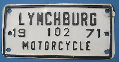 1971 Lynchburg VA Motorcycle License Plate • $15