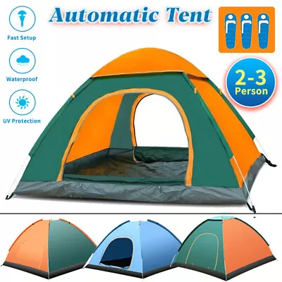 2-3 Person Automatic Pop Up Outdoor Hiking Camping Tent Waterproof UV Protection • £11.39