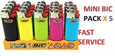 5 X BIC MINI LIGHTER Long Lasting Small MINI CIG Lighter Solid Colour FAST SERVC • £5.92