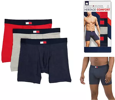 Men Tommy Hilfiger 3-Pack Heritage Comft Boxer Brief Underwear (Red-Gray-Black) • $20