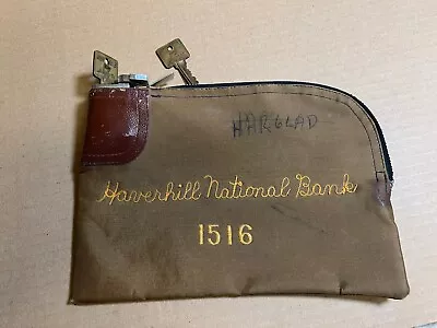 Vintage Haverhill National Bank Money Bag W/ Lock & Two Keys • $37.53