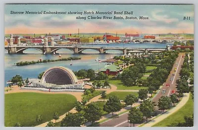 Postcard Hatch Memorial Band Shell Charles River Basin Boston Massachusetts • $4.95