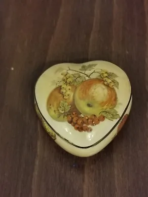 £3 • Buy Palissy, Royal Worcester Vintage Lidded Heart Shaped Fruit Design Trinket Dish 
