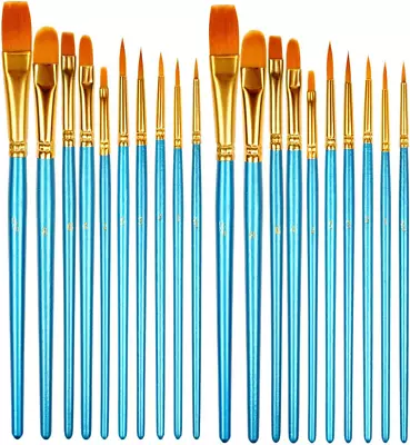 HTHL 20 PCS Paint Brushes Set Nylon Hair Brush For Acrylic Painting Oil Painting • £8.07