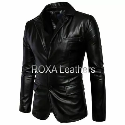 Western Men's Real Genuine Lambskin Rider Leather Blazer Black High Quality Coat • $119.20