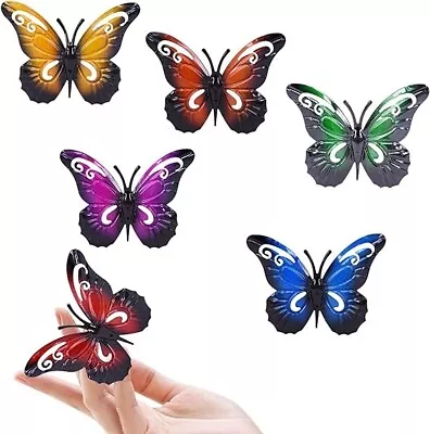 6 PCS Metal Garden Butterfly Wall Art Hanging Butterfly Decoration Outdoor Fence • £7.59