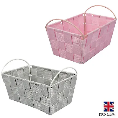£6.69 • Buy Woven Storage Basket With Handles Crate Utility Tote Box Shelf Organizer Home UK