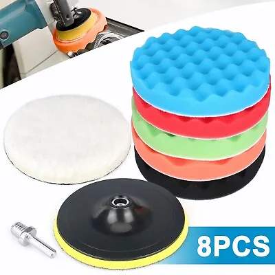 8 PCS 7 Inch Polishing Waxing Pad Sponge Buff Buffing Kit Set For Car Polisher • $13.99