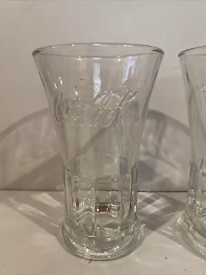 4 Vintage Coca-Cola 16oz Drinking Glasses Set Of 4 Heavy Official Licensed Clear • $35