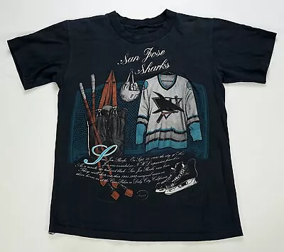 Rare Vintage NUTMEG San Jose Sharks Hockey 1991 Locker Room T Shirt 90s Black • $34.99