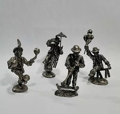 LOT OF 4 Miniature Pewter Clown Figurines  • $15.99