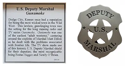 Gunsmoke US Marshal Shield Badge Western Movie Wild West Badge • $14.95