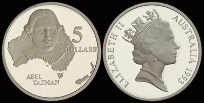 $47.99 • Buy Australia: 1993 $5 Abel Tasman 1.08oz ASW 36g Large Silver Proof. 