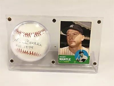 Mickey Mantle Autographed Baseball & 1963 Topps Baseball Card With Display  • $127.50