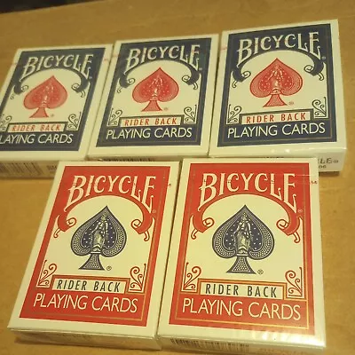 Vintage 5 Decks Bicycle Poker 808 Red & Blue Rider Back Playing Sealed Ohio • $39.99