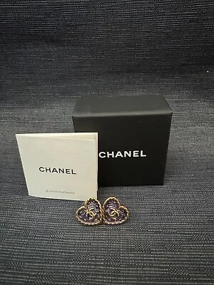 Chanel - 24P DENIM HEART CC Stud Earrings - NEW Authentic Jewellery Gold Metal • £721.98