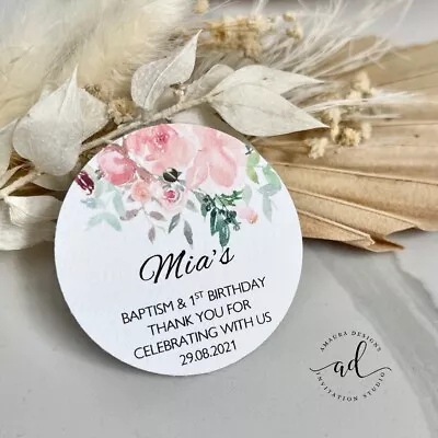 12 Thank You Gift Tags Favour Personalised Baptism Christening Birthday Floral • $4.98