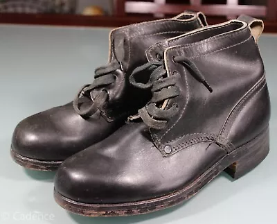 WW2 German M35 Ankle Low Boots Black Leather Hobnails 1935 Unworn ORIGINAL!!! • $1050