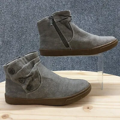 Blowfish Malibu Boots Youth 4 Pava-K Ankle Booties Gray Canvas Zipper Button • $31.34