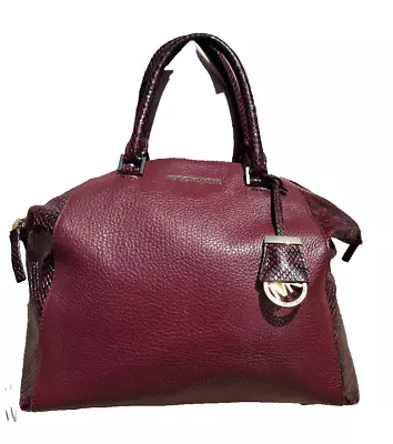 MICHAEL KORS Purse Riley Burgundy Python-Embossed Bowler Bag Satchel Crossbody • $99