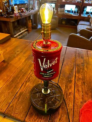 Steampunk Lamp Industrial Table Lamp Made From Old Tin Velvet Timeless Piece! • $325