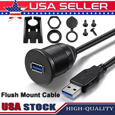 Dual USB 3.0 & 3.5mm Car Boat Truck Dash Panel Flush Mount Cable AUX Extension • $11.55