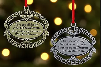 Ornament Merry Christmas From Heaven Pewter In Box With Poem • $24.95