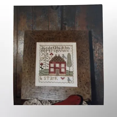 Vtg Counted Cross Stitch Pattern THE RED HOUSE  SAMPLER  5.5” X 5” On 32ct Linen • $9.99