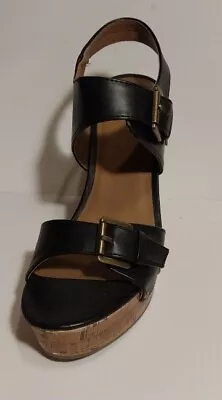 Mossimo Supply Co 7-1/2 Buckle Black Cork Wedge Heel  • $16