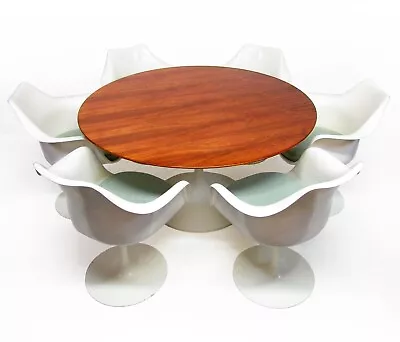 Rare Rosewood Space-Age Tulip Dining Table & Six Chairs Set Eero Saarinen Knoll • £5950