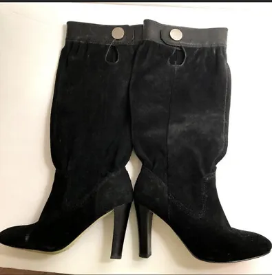 Michael Kors Black Suede Leather High Heel Boots Sz 5.5 M • $39