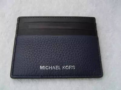 New Authentic Mens Michael Kors Navy And Black Leather Cooper Card Case • $16.99