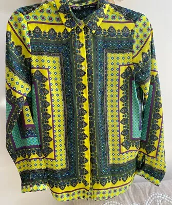 $11.20 • Buy Zara Beautiful Colourful Fabric Button Up Shirt Perfect Work Or A Girls Lunch