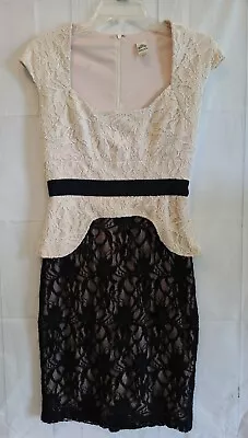 SANGRIA Size 4 Cream & Black LACE & Net Fully-Lined Sleeveless DRESS Worn 1x • $14
