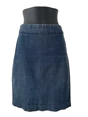 J. Crew Women's Straight Stretch Pencil Denim Skirt Back Slit Size 2 Dark Wash • $15