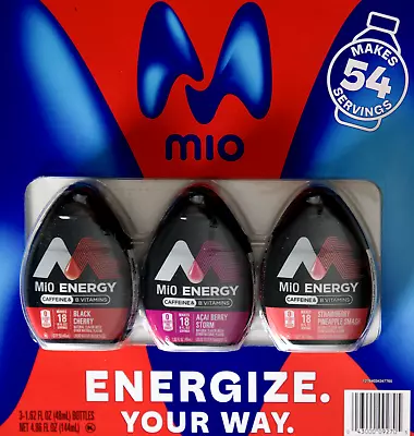 MiO Energy Black Cherry Acai Berry Storm Strawberry Pineapple Smash 3 Pack • $15.38