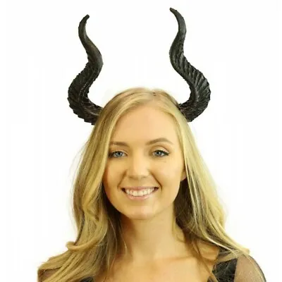 $13.95 • Buy Demon Devil Costume Headband W/ Horns Black Maleficent Witch Gargoyle Dragon